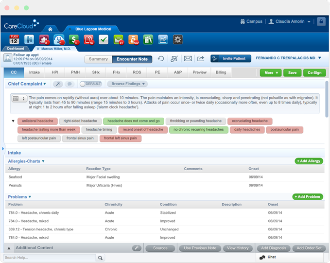 CloudBased EHR Software Charts CareCloud